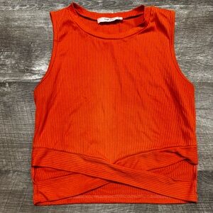 Wild Love Orange Ribbed Tank Top Size Medium